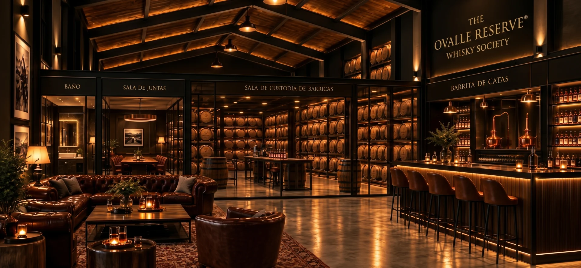 Proyección de la sede de The Ovalle Reserve Whisky Society